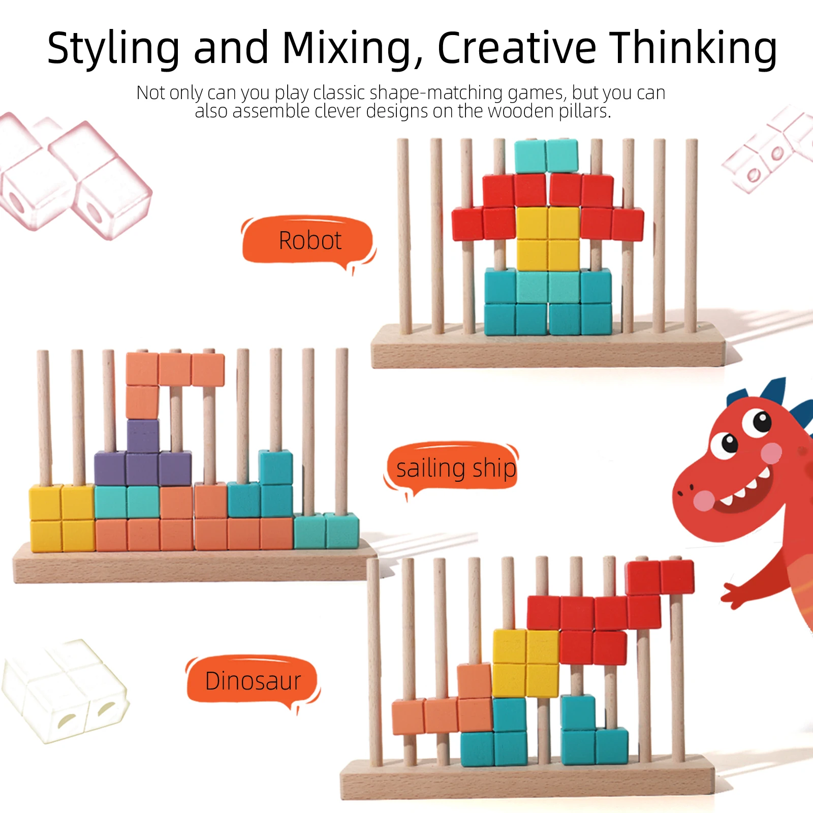 Multifunktionale russische Bausteine aus Holz, Feinmotorik, Eltern-Interaktion und Gehirnentwicklung, Spielzeug, frühes Lerngeschenk