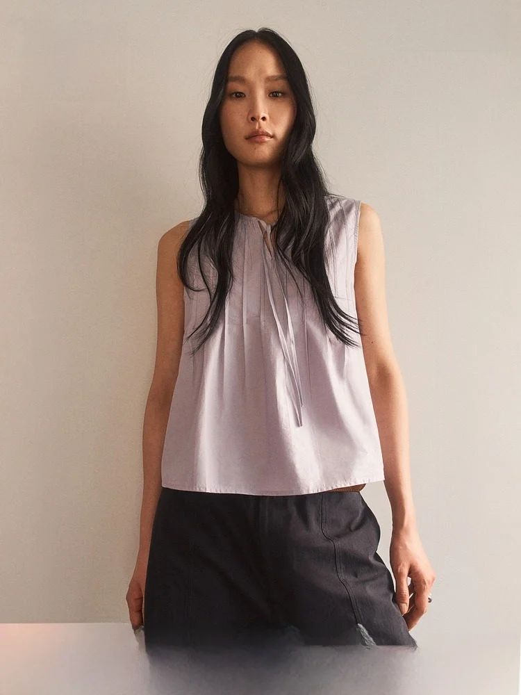 

H & M женский Svel irt весенний хлопковый плиссированный топ повседневный свободный крой с v-образным вырезом стандартной длины летняя мода женская irt