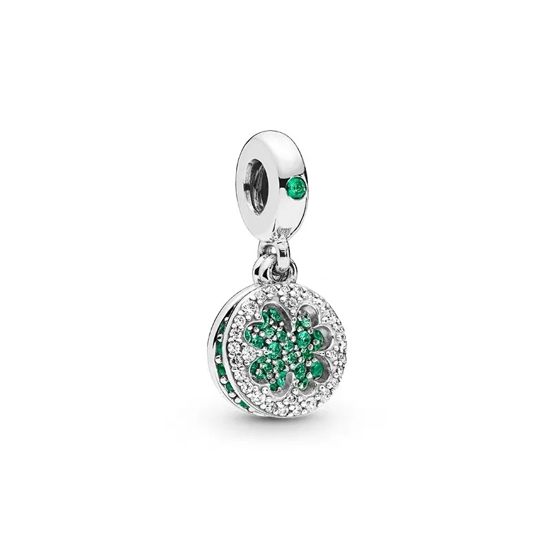 925 Sterling Silver plated Four -leaf grass star Fit Original Bracelet/Necklace Exquisite Charm DIY Beads