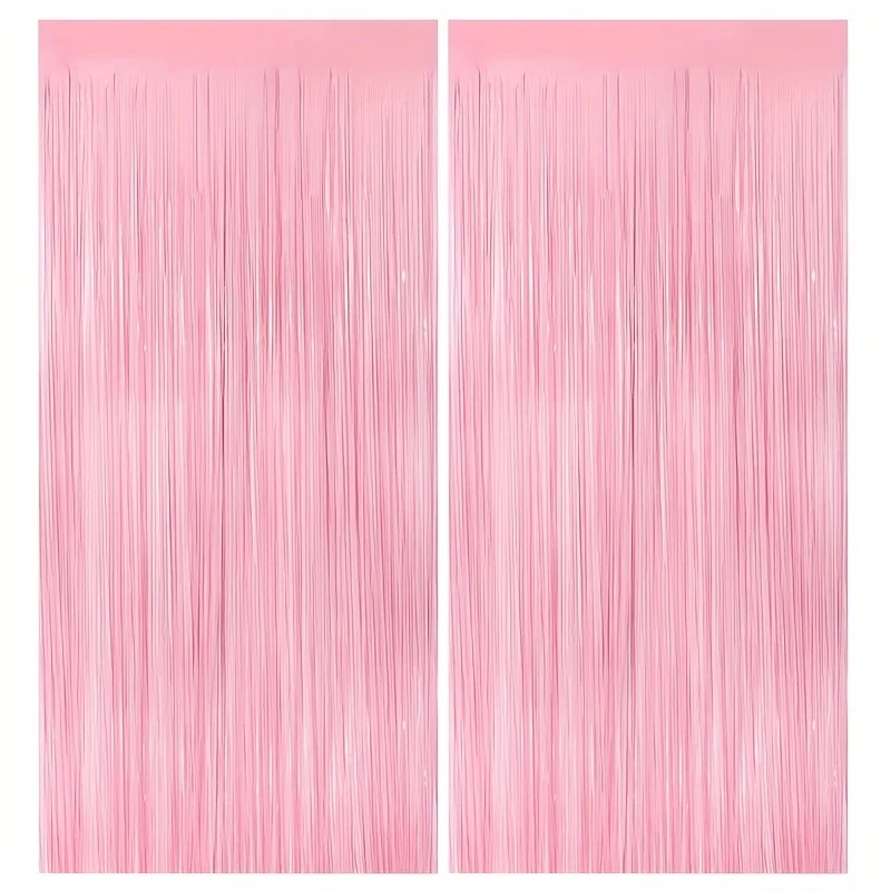 1pc/2pcs Macaron Pink Rain Silk Streamer 100*200cm Birthday Party Decoration Wedding Backdorp Tassel Rain Silk Party Supplies