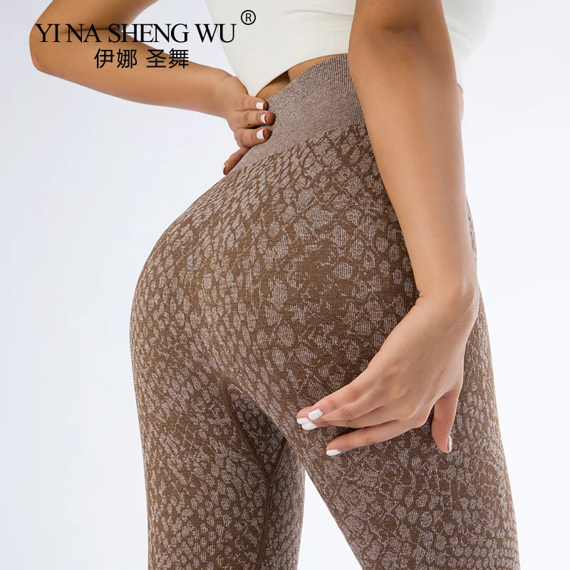 New Seamless Yoga Pants Camouflage Snake Print Yoga Pants High Waist Hip Lift Outdoor Sports Fitness Pants Sportwear Gym Legging