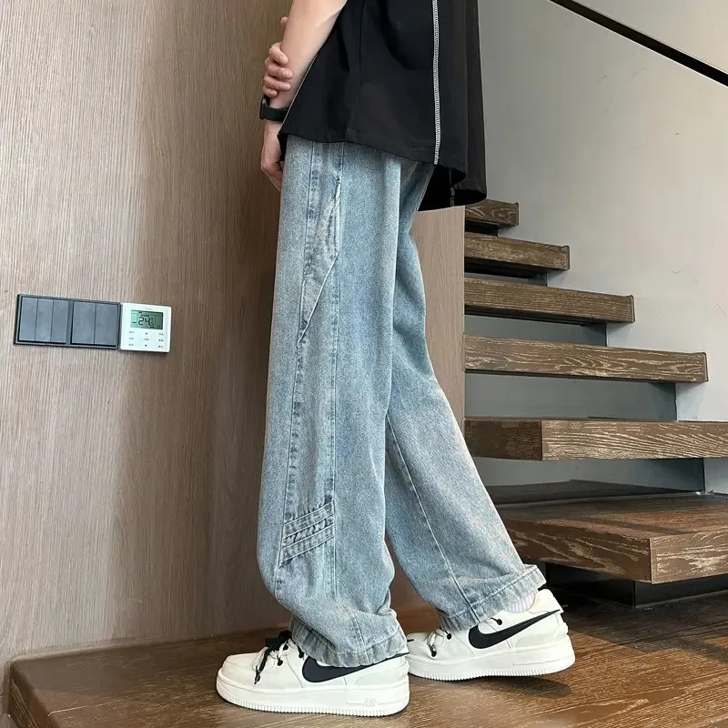 【Mirrordust】AutunnoinsLoose American High Street Jeans casual Pantaloni larghi a gamba larga