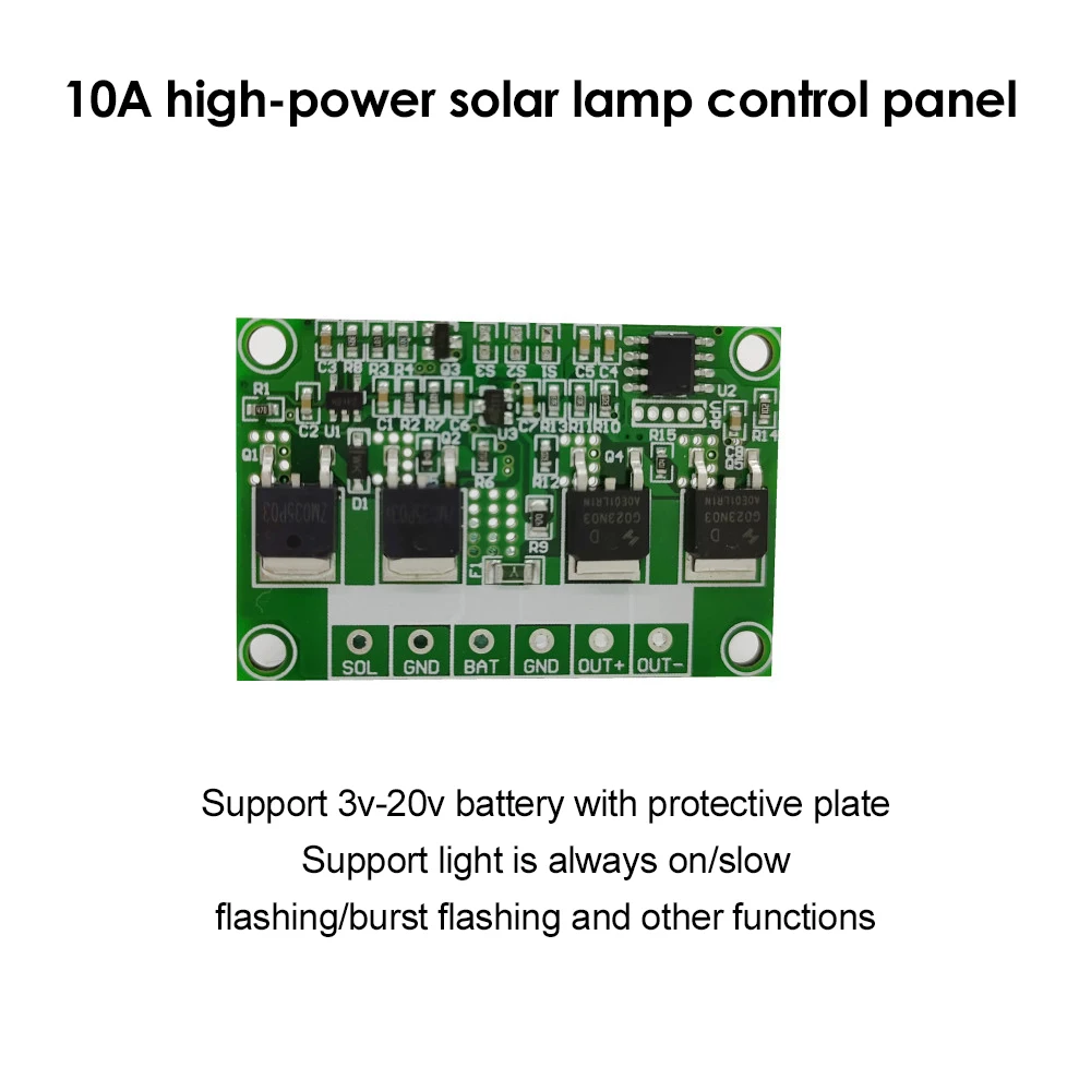 10A High-Power Automatic Solar Lithium Battery Charger Board Light Controller Board Multi-Voltage For Night Garden lights Module