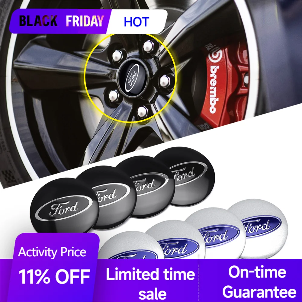 4pcs 56mm Auto Logo Aluminium Alloy Stickers Car Wheel Hub Center Cap Decal Decoration For Ford Focus MK2 MK3 Mondeo Escape Kuga