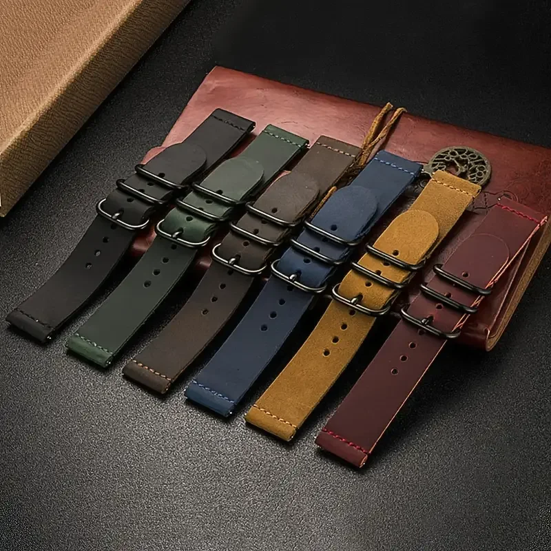Pulseira de couro crazy horse para samsung galaxy watch 7/6/5/4/fe/3 20mm 22mm pulseiras retrô huawei watch gt 5-4-3-pro