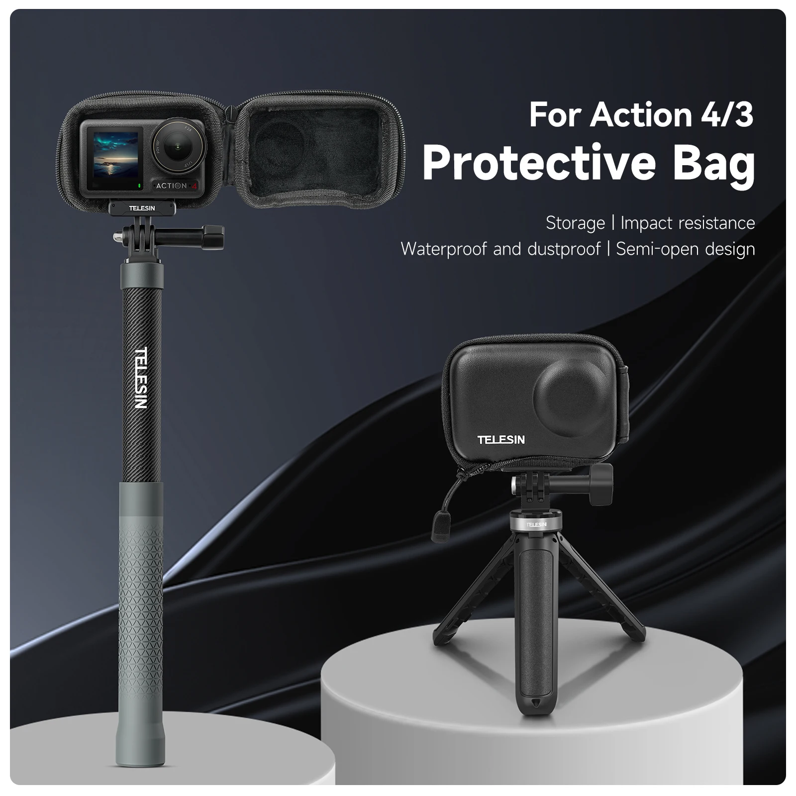 TELESIN Mini Protective Bag For Dji Osmo Action 3 4 Carrying Bag Waterproof Storage Box For DJI Action 3 4 Accessories