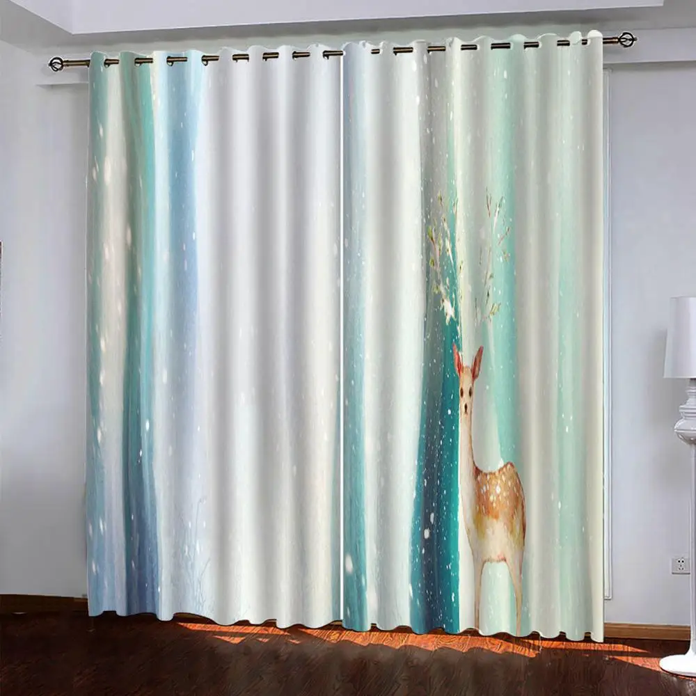 green forest curtains Customized 3d curtains new bay window balcony thickened 3d curtains Thickened blackout curtains