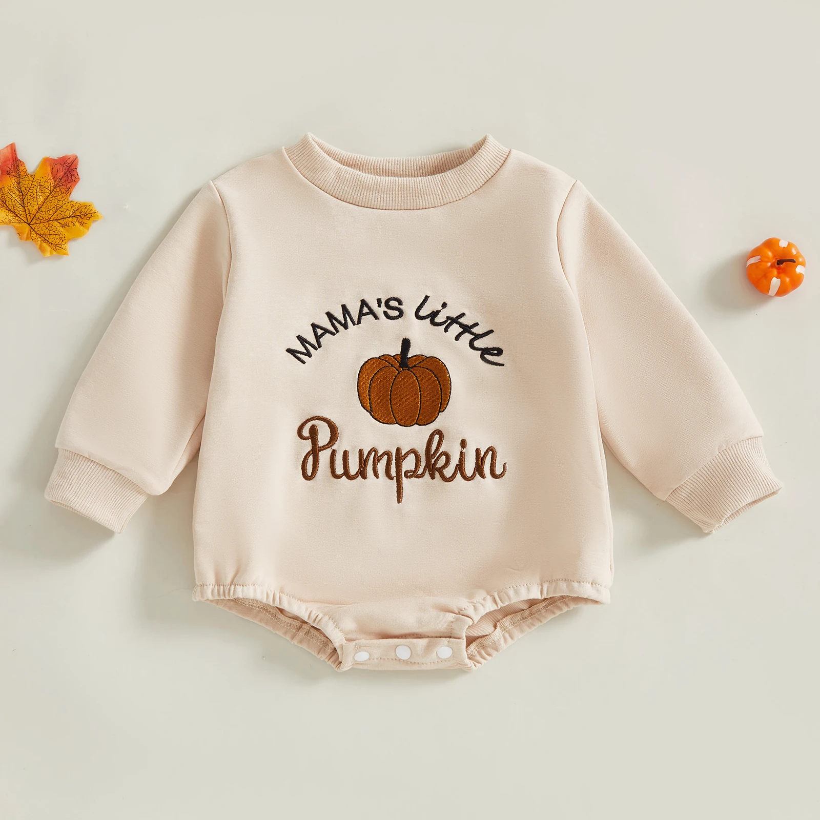 

Lioraitiin Baby Boy Girl Halloween Romper Pumpkin Letter Embroidered Long Sleeve Crewneck Sweatshirt Jumpsuit Cute Fall Clothes