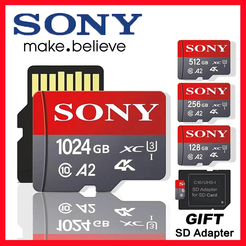 بطاقات ذاكرة عالية السرعة سوني 1 تيرابايت فئة 10 بطاقة مايكرو TF/SD 512 جيجابايت بطاقات ذاكرة SD 256 جيجابايت TF بطاقة فلاش للهواتف الذكية/الكمبيوتر المحمول/الكمبيوتر الشخصي #1