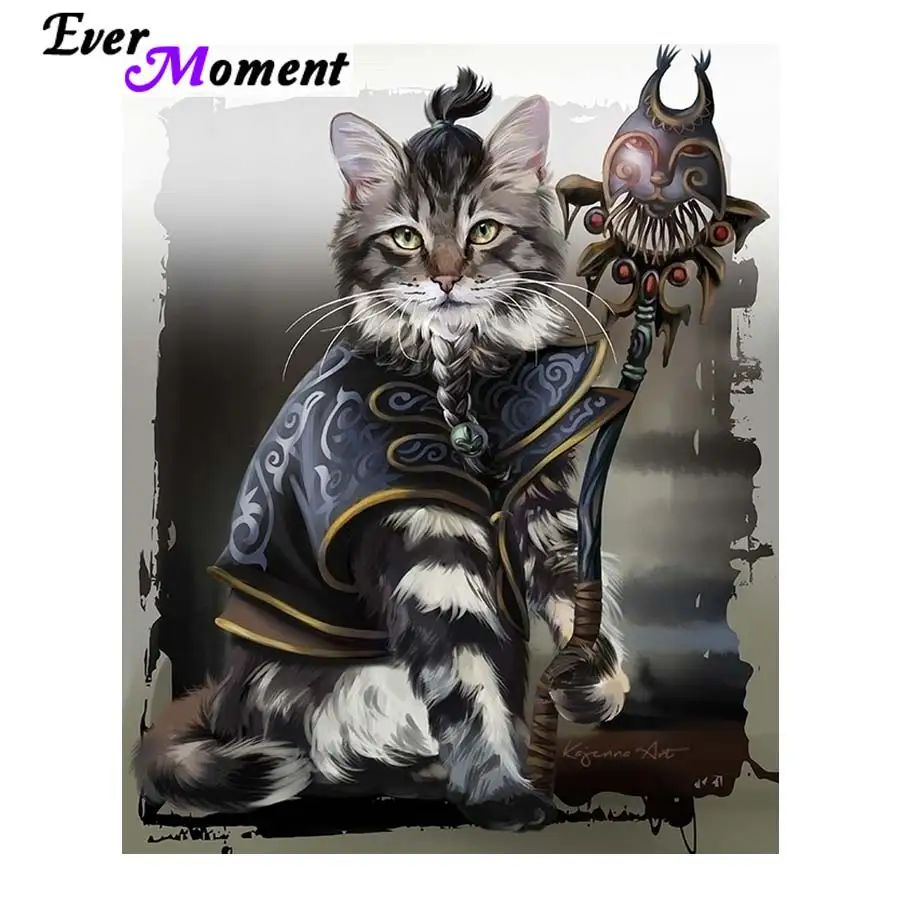 Ever Moment 5D Diamond Painting Cross Stitch Indian Cat Diamond Embroidery Mosaic Animal Picture for Art Sewings Craft ASF825