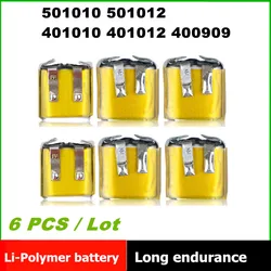 6PCS 3.7V 501010 501012 401010 401012 400909 Polymer Lithium Battery For I7 i8 i9 i10 i12 TWS Earphone Headset MP3 MP4 Toy GPS