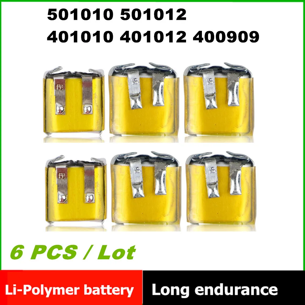 6PCS/Lot 501010 501012 401010 401012 400909 Polymer Lithium Battery For I7 I8 I9 I10 I12 TWS Earphone Headset MP3 MP4 Toy GPS