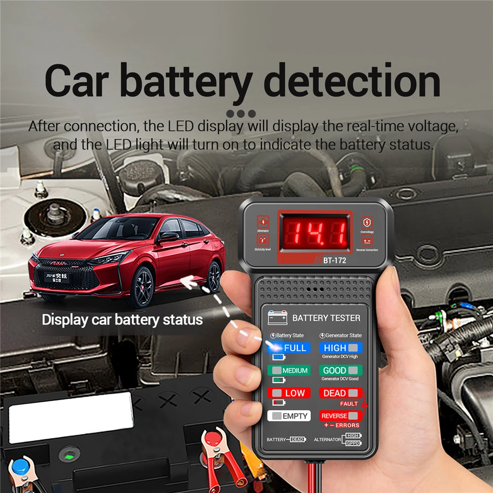 BT-171 Probador de batería de 12V LCD Digital Analizador de batería automática probador de sistema de arranque de carga herramientas de diagnóstico