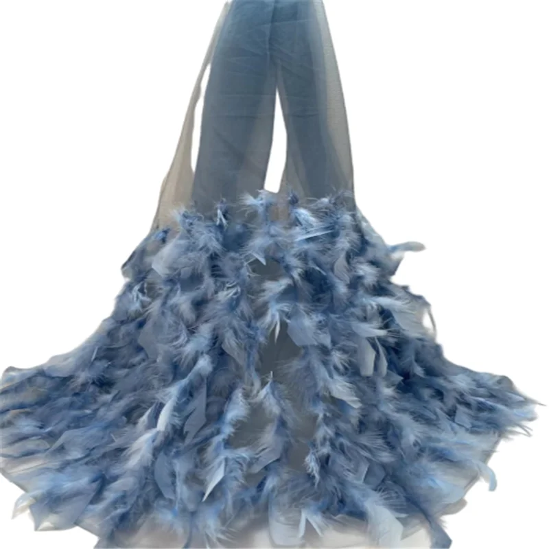 

High -quality summer design French feather embroidery tulle lace skirt fabric latest style African feather lace dress fabric FZ5