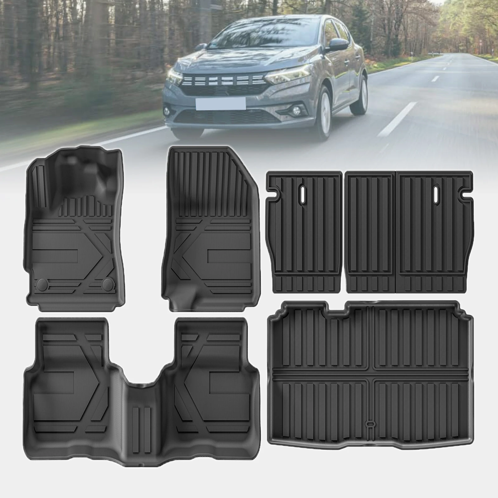 

for Dacia Sandero / Renault 2020 2021 2022 2023 2024 2025 Waterproof 3D TPE Car Mats, Perfect Fit, Odorless Accessories