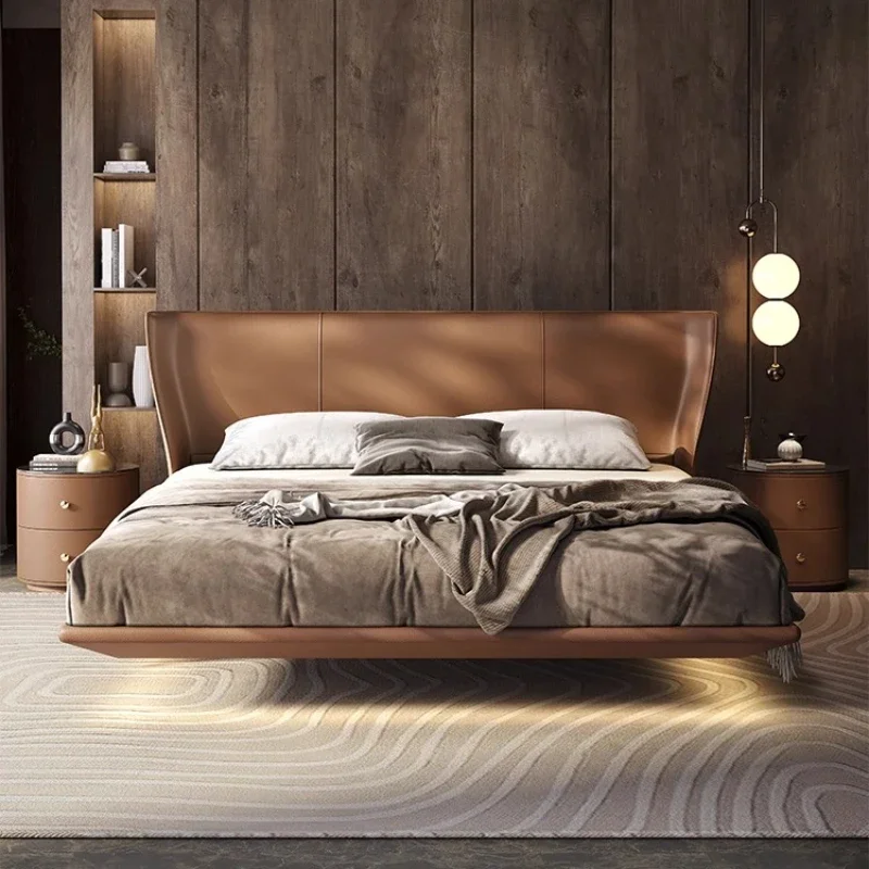 Modern Bedroom Bed Internal 180x200 Letto Matrimoniale Furniture Minimally Elegant Double Bed Luxury Comfortable Genuine Leather
