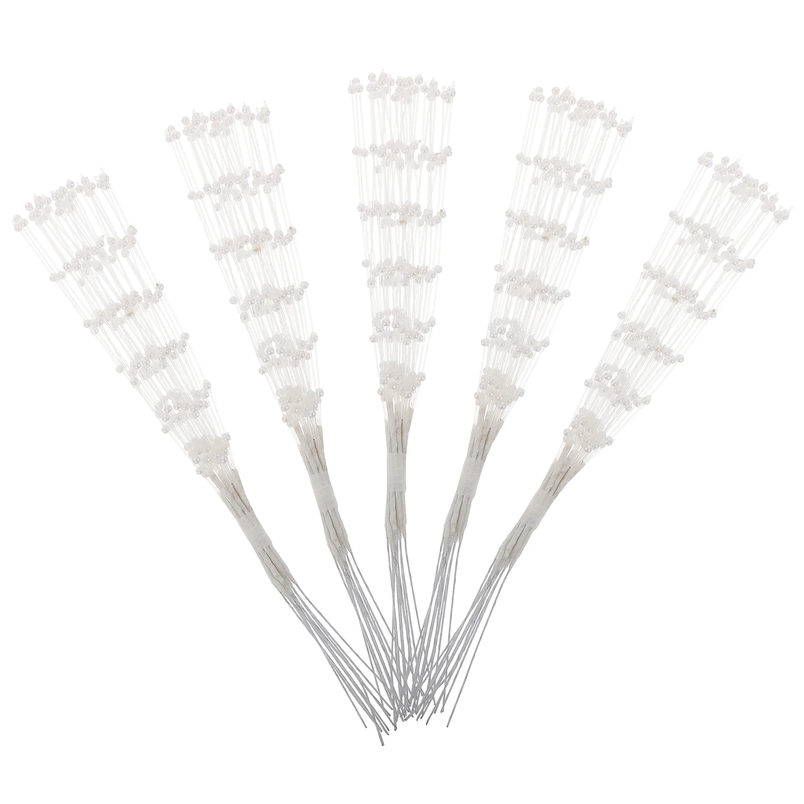 

100pcs Pearl Twig Artificial Bride Garlands White Bouquet Pins Bridal Material Wedding Supplies Plastic Sticks Beads