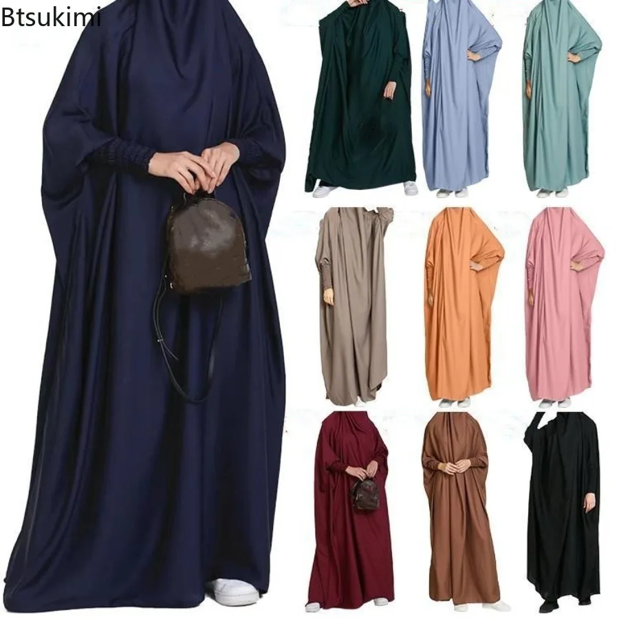 

Muslim Fashion Abayas Women's Modesty Ramadan Dress solid Hooded Long Sleeve One-piece Prayer Gown Women Jilbabs Turkish Kaftans