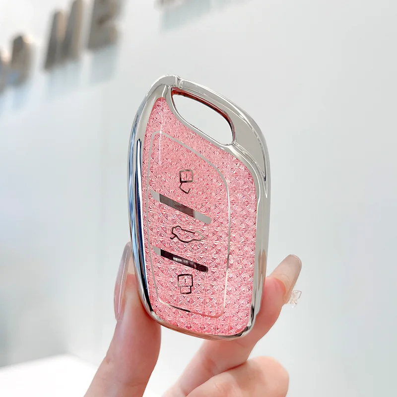 Diamond Pink Style for MG ZS HS GT MG4 MG5 MG6 Plus VE ZX EHS EZS 2022 2023 2024 Remote Smart Car Key Case Cover Fob Accessories