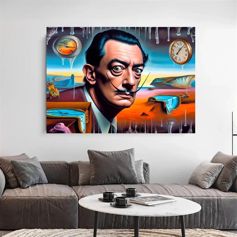 Salvador Dali Funny Portrait Cartoon Inspirational quote Poster Canvas Painting Print Wall Art Picture Living Room Home Decor