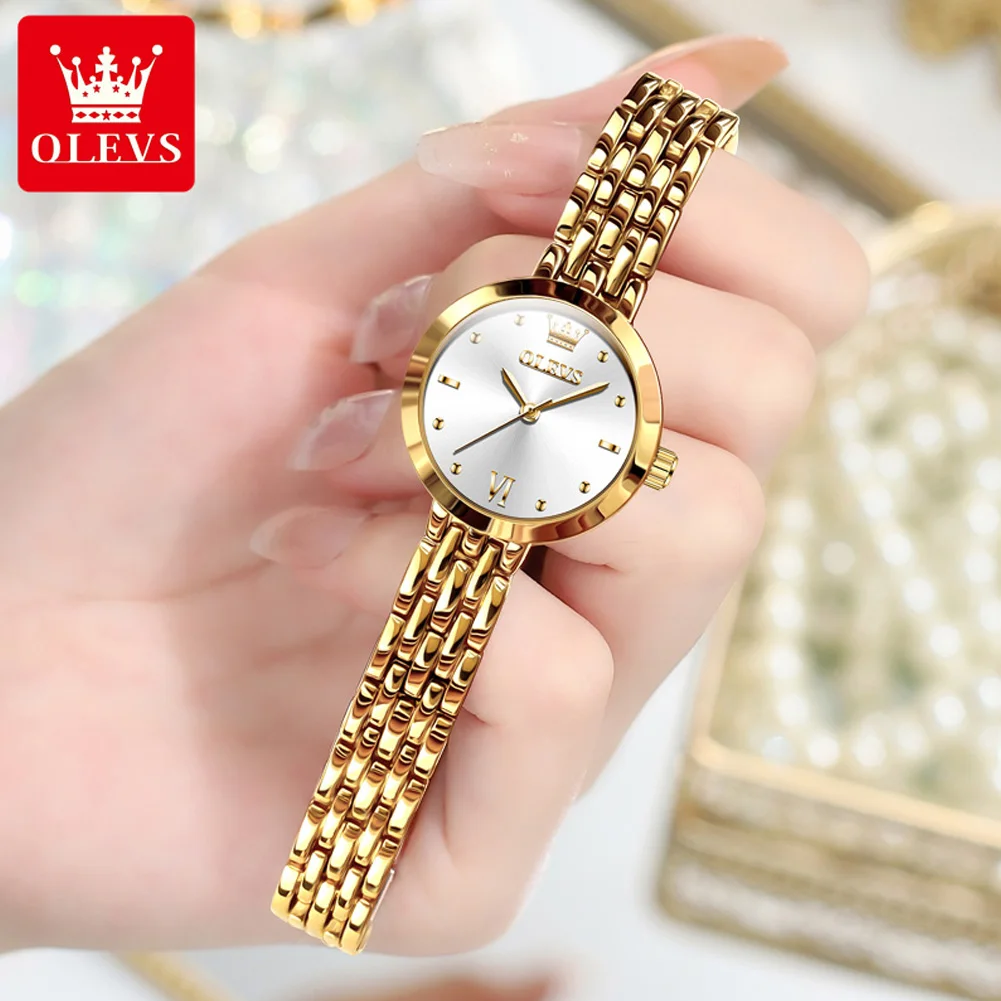 OLEVS Original Brand Elegant Women's Watches Versatile Quartz Watch Waterproof Stainless Steel Strap Gift Bracelet Lady Watch