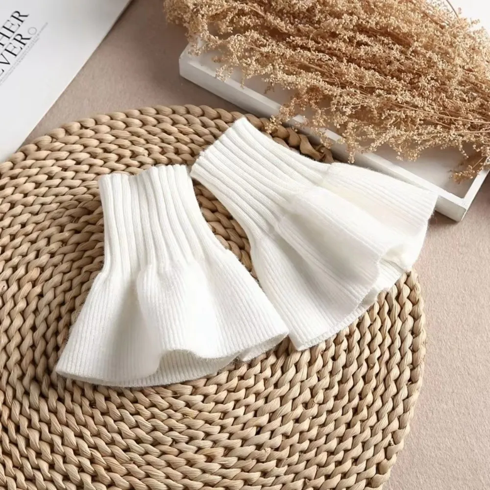 Aksesori Pakaian Lengan Siku Ruffle Universal Manset Palsu Dapat Dilepas Ruffle Lengan Palsu Rajutan Baru