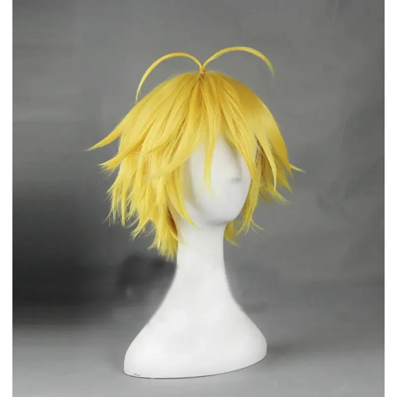 Anime Meliodas Cos Wig Dragon's Sin of Wrath Golden Heat Resistant Hair Cosplay Wigs   Wig Cap