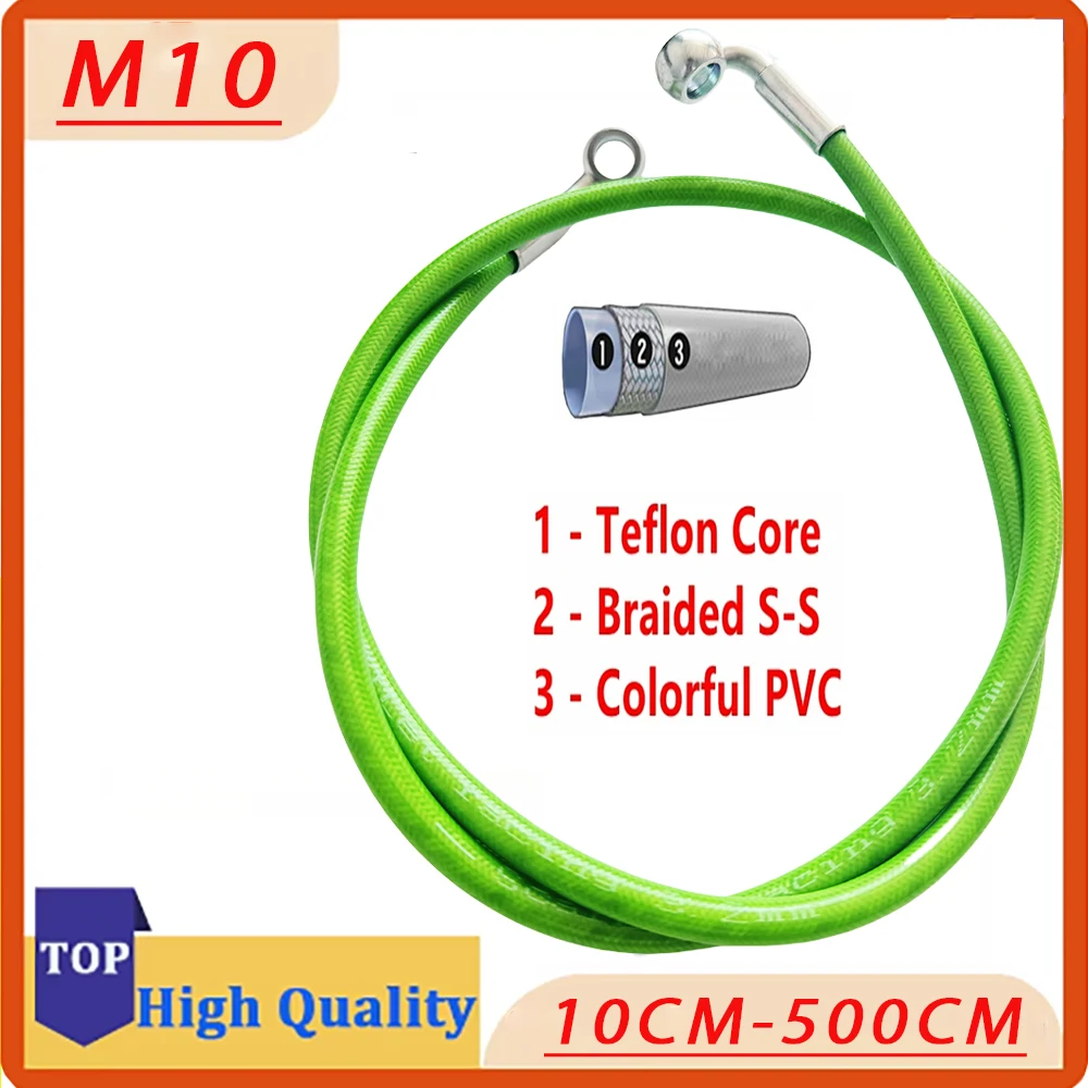 

10CM-500CM Motorcycle Braided Steel Hydraulic Brake Clutch Oil Hose Brake Line for Bikes Motocross Street 10mm Banjo 28°-90°