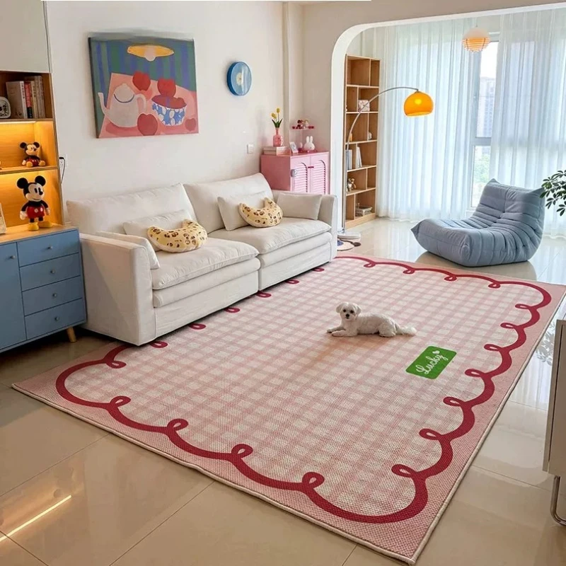Large Area Living Room Decoration Carpet Checkered Pattern Rugs for Bedroom Fluffy Soft Lounge Floor Mat Thick Plush Bedside Rug