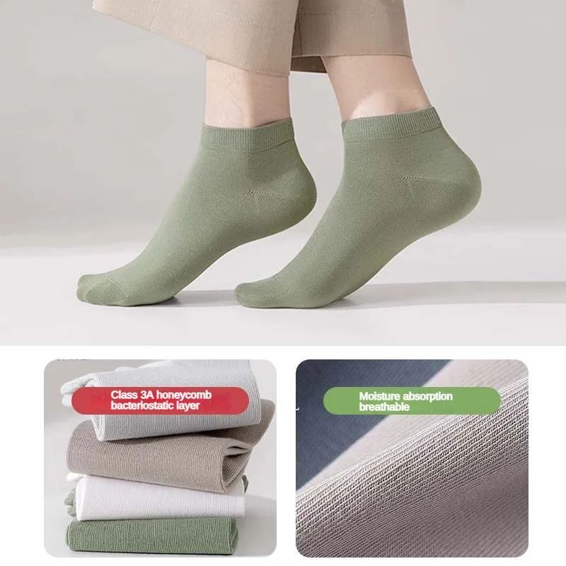 3 Pairs Unisex Casual Plain Color Boat Socks AAA Grade Antibacterial Pure Cotton Sock Low Cut Ankle Socks For Men Women EUR39-46