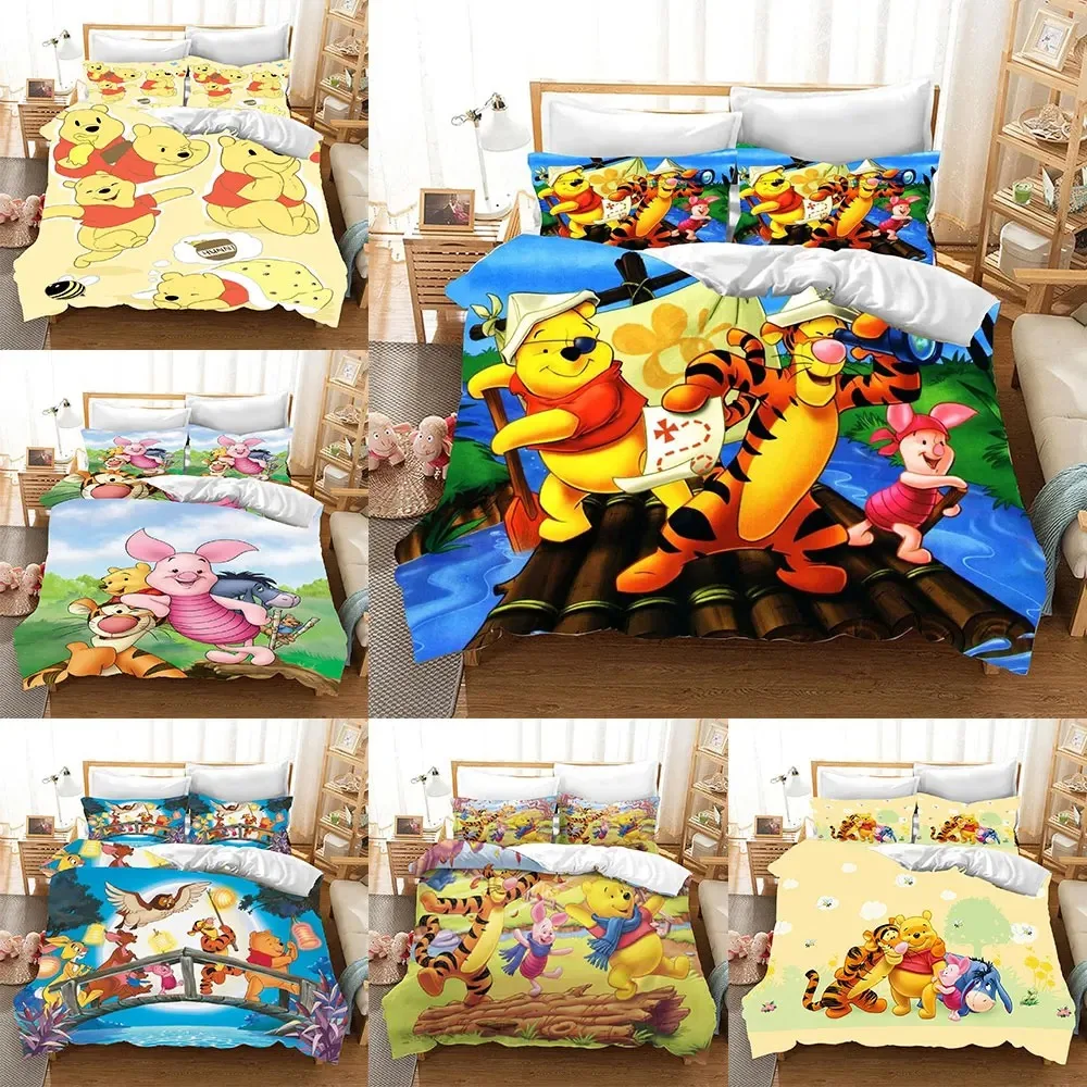 

Winnie The Pooh Bedding Sets Cartoon Quilt Cover Bed Cover Duvet Cover Pillow Case 2-3 Pieces Sets Kids Adult Size