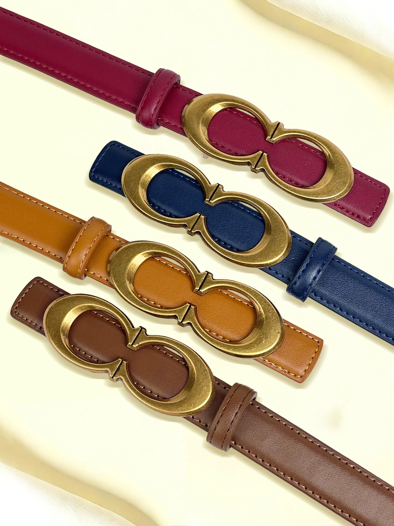 

Минималистичные роскошные женские ремни с элегантной золотой пряжкой, регулируемый разноцветный пояс для платьев, джинсов, повседневной носки, больших размеров, в подарок