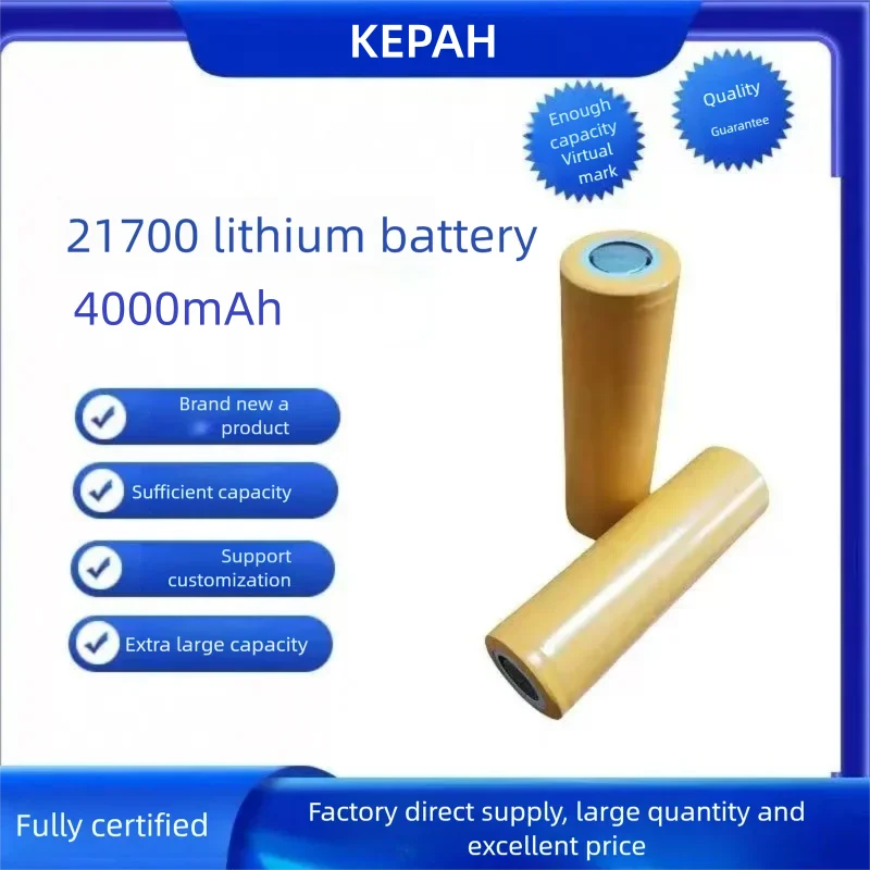 

21700 3.7V100% genuine lithium-ion rechargeable battery 4000mAh, 3C high discharge, suitable for LED flashlights and power tools