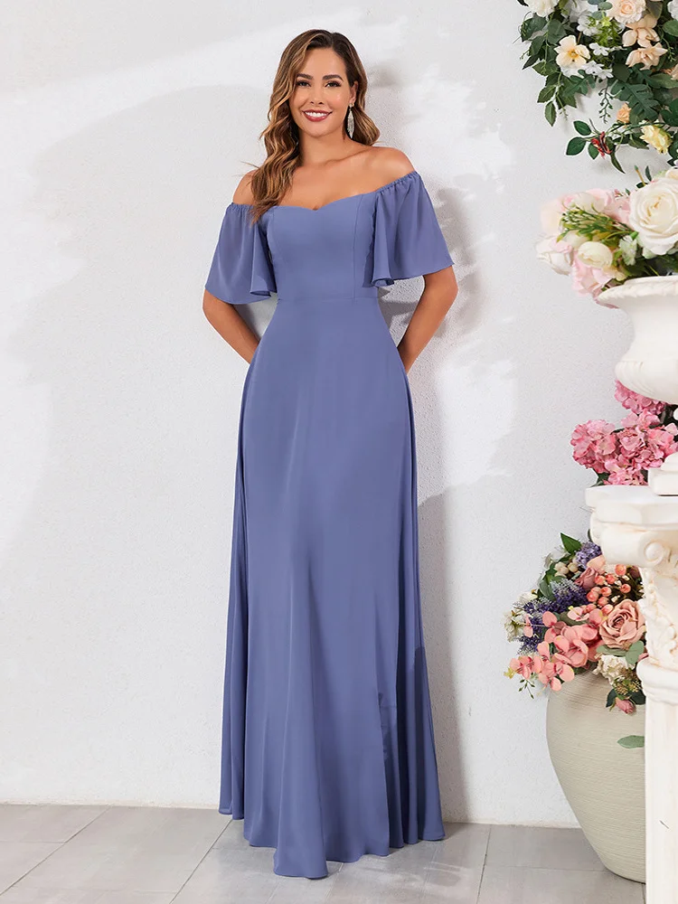 

Ele ort Sve Шифоновое вечернее платье трапециевидной формы Dr Bal на полной подкладке Новое трансграничное многофункциональное платье Sle Ba Chain Chine...