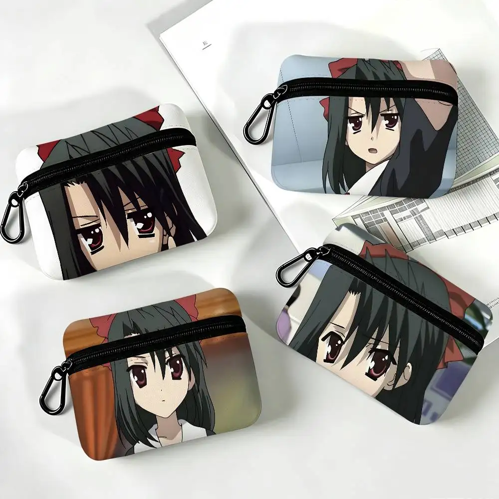1pc Setsuna Kiyoura Anime Characters Coin Purse With Carabiner Hook Portable Key Card Wallet Small Zipper Storage Pouch