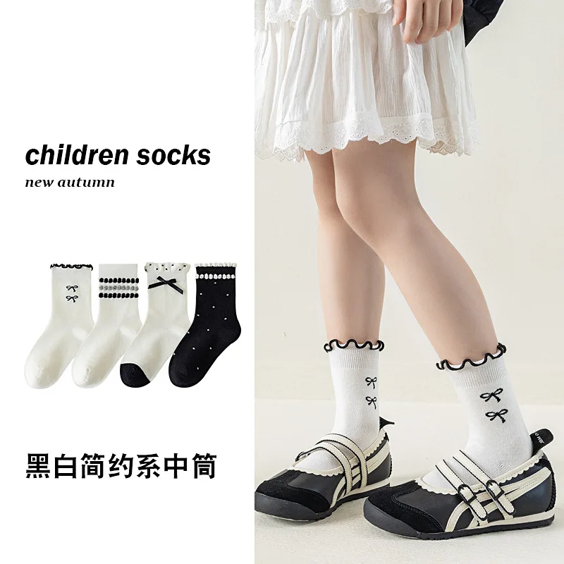 

Children's socks white lace girls middle and older children Japanese retro ins trend students Korean version stacking socks whol