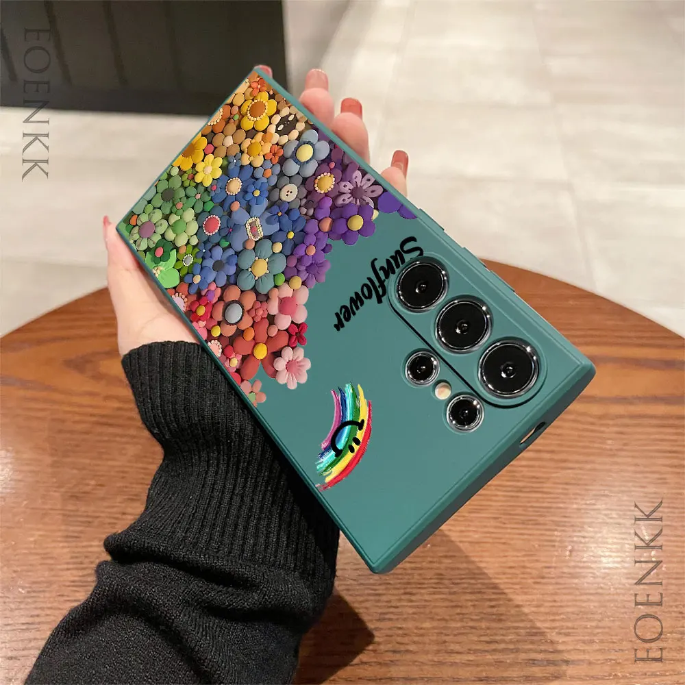 TPU Floral Phone Case For Samsung Galaxy S25 S24 S23 S22 S21 S20 Ultra FE Plus Note 10 20 Lite 5G Soft Silicone Bottom Cover