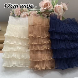 17cm wide 5-layer organ pleated mesh fluffy wavy edge lace DIY Girl Princess Doll dinner dress skirt for easy sewing accessories