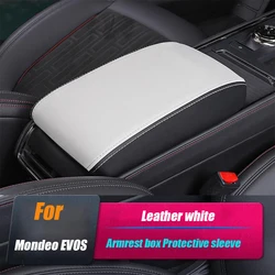 For Ford Mondeo EVOS 2022 2023 Leather Auto Center Armrest Cover Car Central Control Armrest Box Surface trim accessories