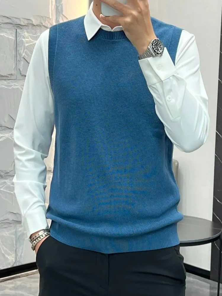 

Men's Knitted Vest irt Comfortable Versatile Faionable Trendy Slim Fit Autumn New Sle round Ne ket Color