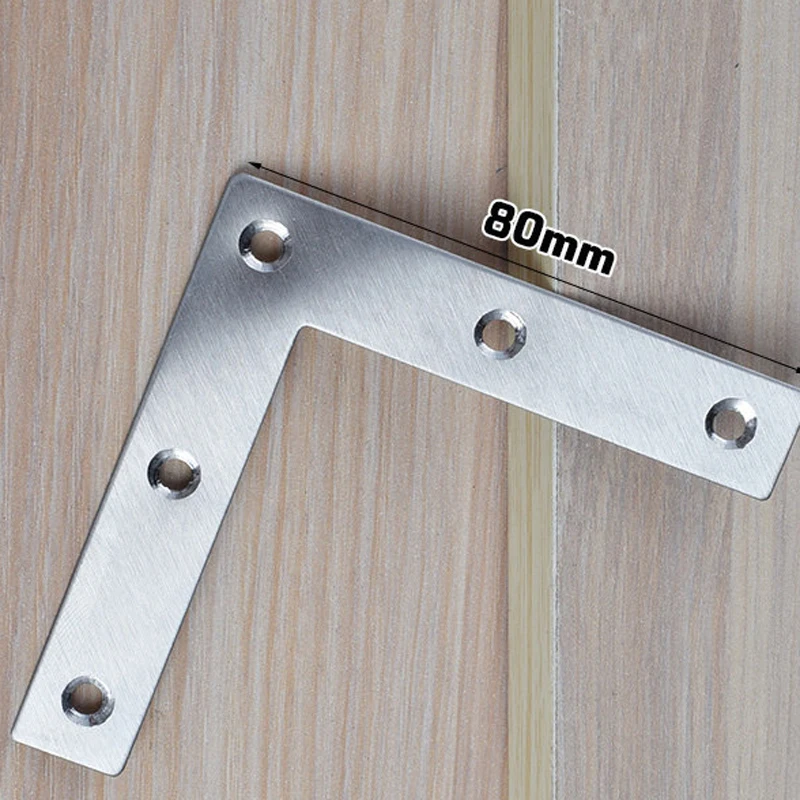 Pure Stainless Steel L Shape Flat Angle Bracket 90 Degree Right Angle Door Window Reinforcement Furniture Hardware Connector