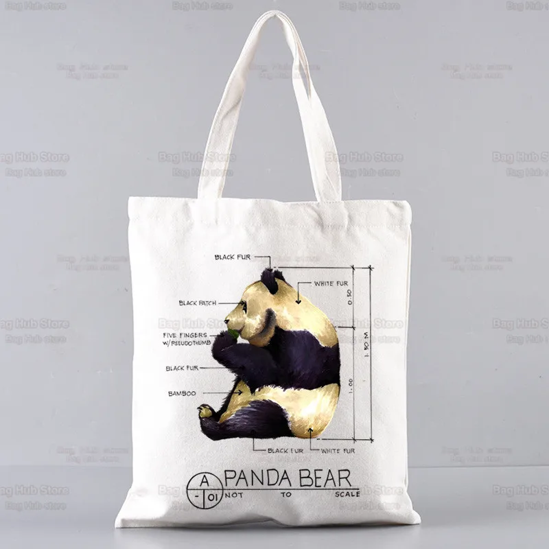 Bolsa de Lona Grande para Mulheres, Bolsa de Ombro, Tote Reutilizável, Bolsa Estudantil, Panda Eu Não Sou Preguiçoso Eu Apenas Gosto De Fazer Você Mesmo, Bolsa de Lona