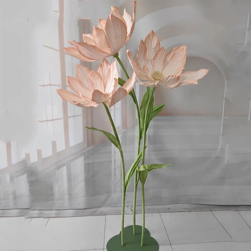 1Pc/3pcs Handmade Water Lily Paper Flower Head Artificial Wedding Road Leading Flower Marriage Decor Stage Window Display Lotus