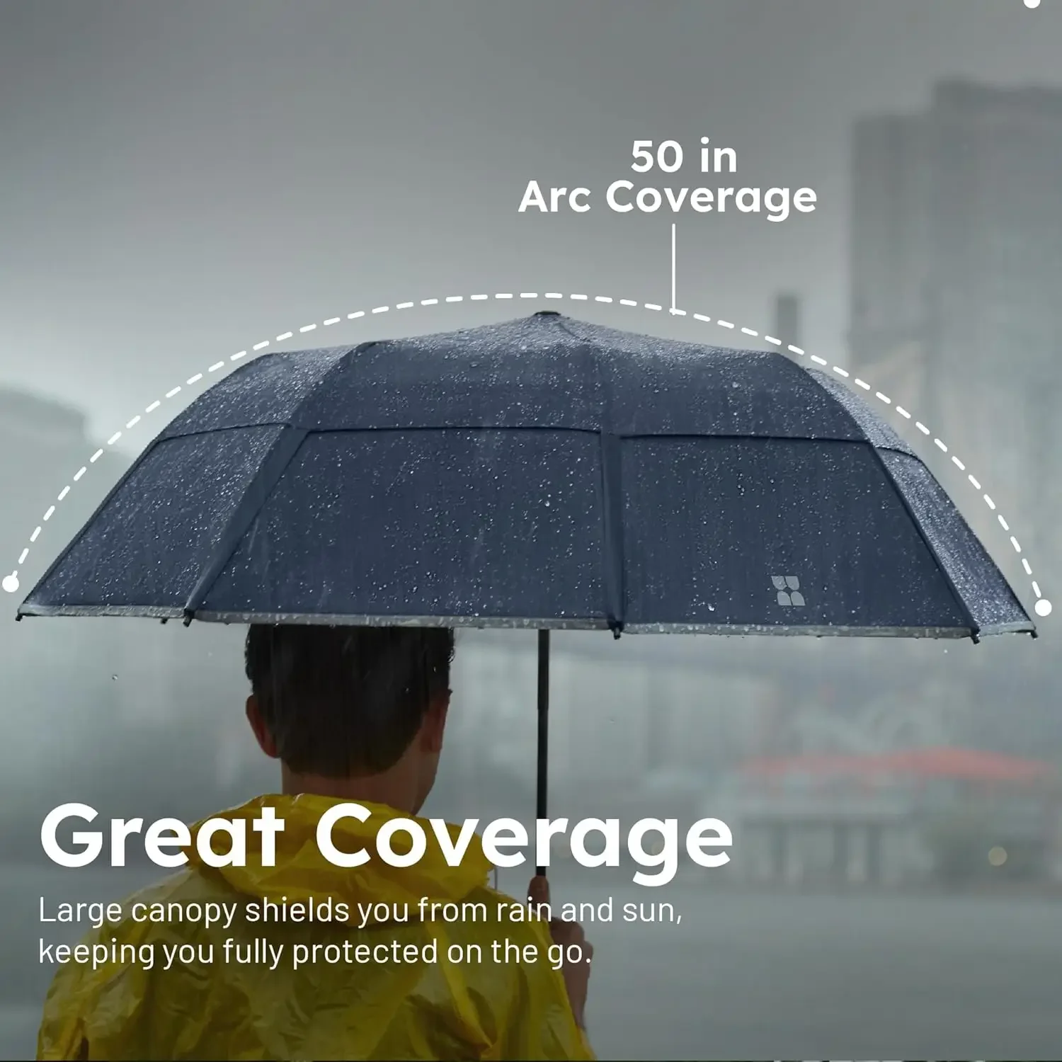 Premium Collapsible Travel Umbrella - Windproof, Compact, Easy Auto Open - Resists Up to 55 MPH Winds - Perfect for Rain