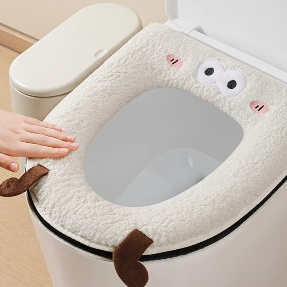

Cute Cartoon Toilet Seat Cushion Warm Thick Toilet Pad Soft Comfortable Washable Toilet Cushion Household Use