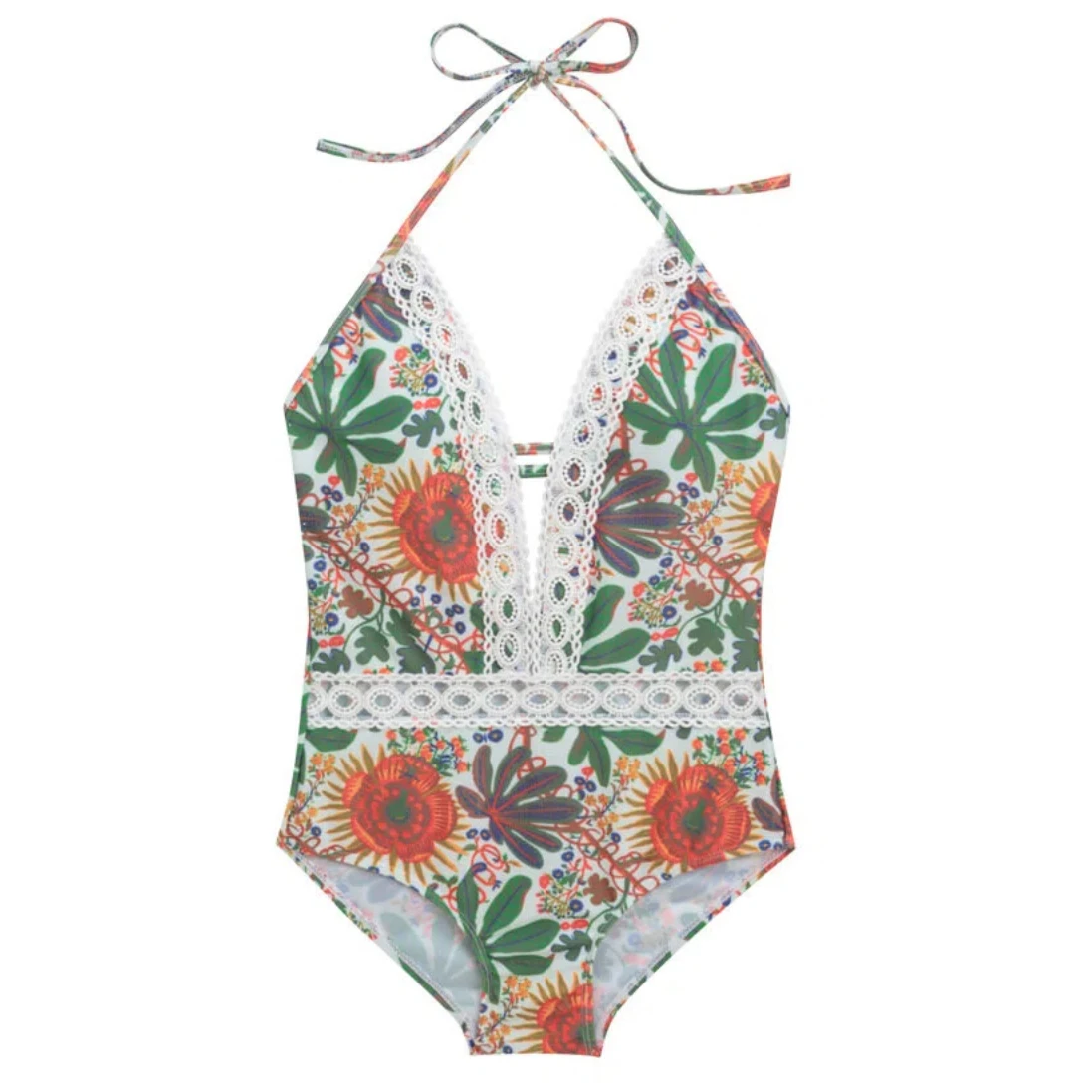 Maillot de bain une pièce en dentelle, élégant, pour printemps chaud et piscine, imprimé Floral conservateur, Monokini avec nœud papillon, body Floral Sexy, 2026