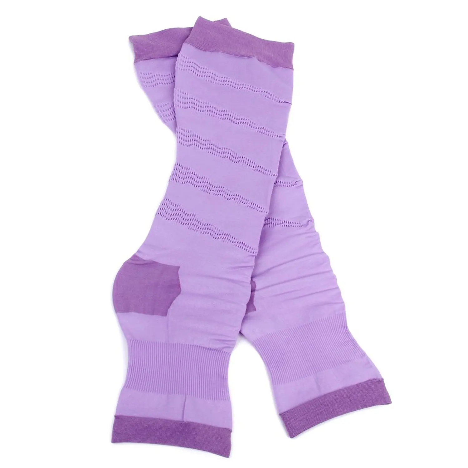 

Open Toe Socks Women Stockings Purple Nylon Absorb Sweat Prevent Varicose Veins Elastic One Size Fits Most Thigh High Slimming
