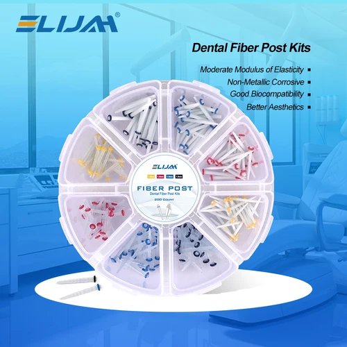 ELIJAH 200 unids/caja taladros de poste de fibra Dental tornillo recto poste hilo de vidrio de cuarzo Kit de pila materiales restauradores de conducto radicular