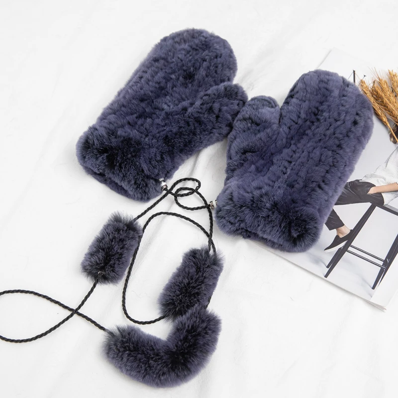 Guanti invernali Pelliccia di coniglio Luxury Brand Donna 2025 Nuovo genuino solido pelliccia di coniglio russa Guanti invernali femminili Guanti Guanti caldi