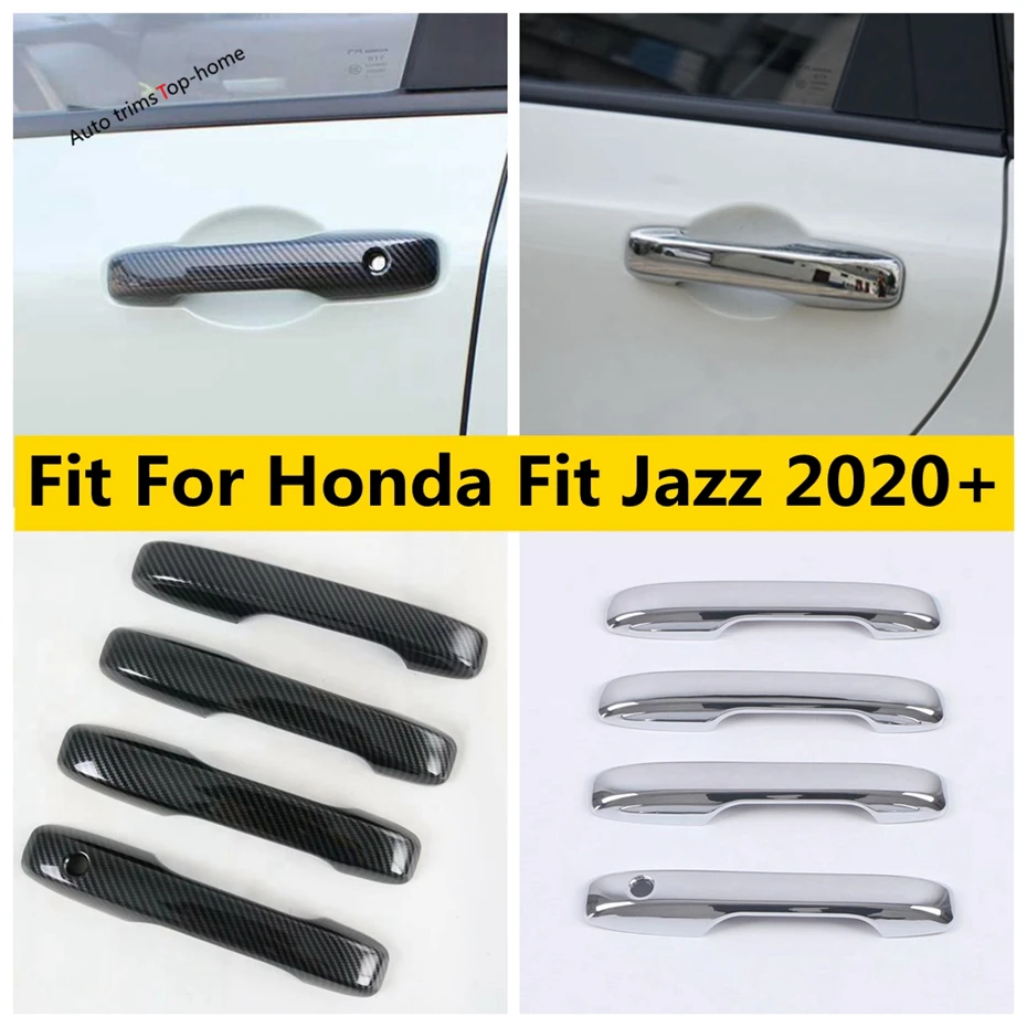 

ABS Chrome / Carbon Fiber Look Side Door Handle Grab Protection Cover Trim Car Accessories For Honda Fit Jazz GR 2020 - 2022